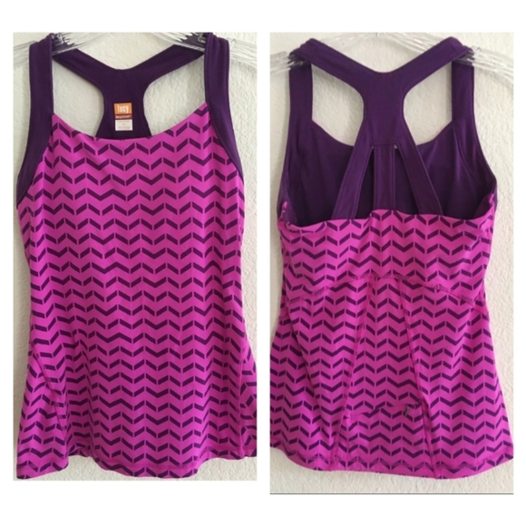 LUCY athletic yoga support shelf bra top, fuschia and purple, Sm - Picture 1 of 7